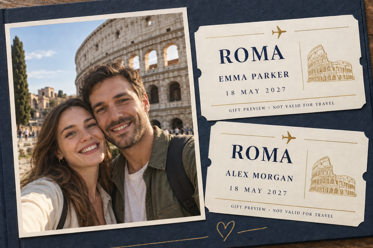 Example gift: a trip to Rome